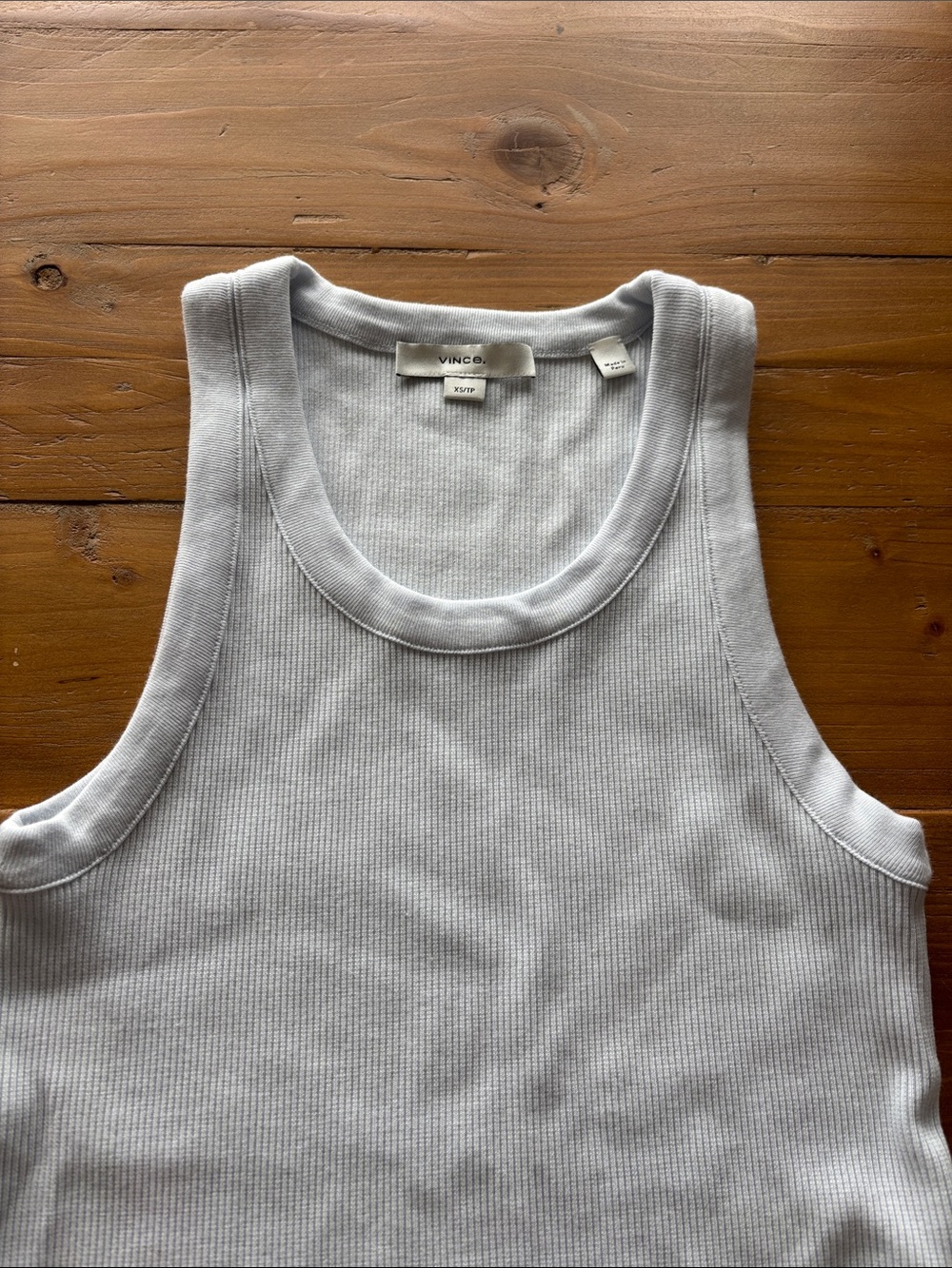 Vince Classic Pale Blue Ribbed Tank